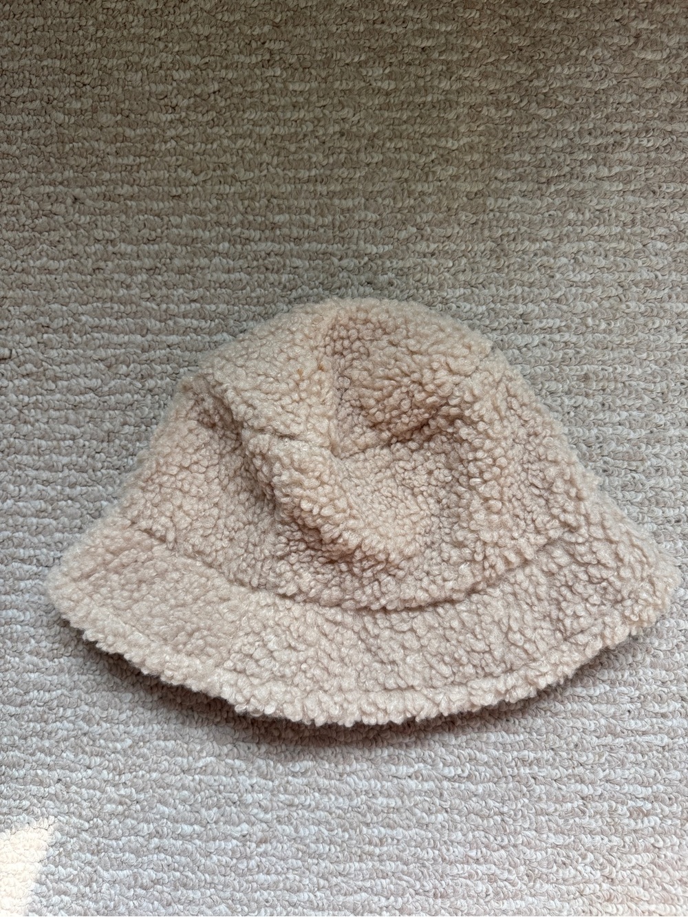 Women’s Beige Sherpa Bucket Hat - Cozy Winter Accessory